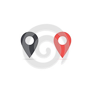 Vector map location red and red icon isolated with soft shadow. Element for design ui app website interface. Blank template