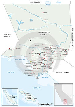 Vector map of Los Angeles County, California, United States