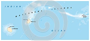 Vector map of the Mascarene Islands, Mauritius, Reunion, Rodrigues photo