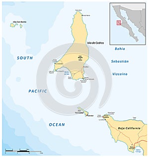 Vector map of the Mexican island of Cedros, Baja California