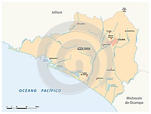 Vector map of the Mexican state of Colima photo
