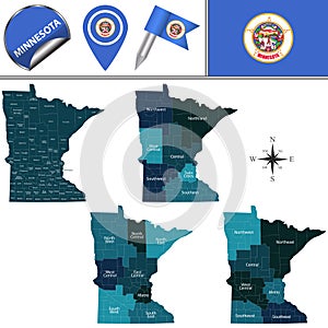 Map of Minnesota with Regions photo