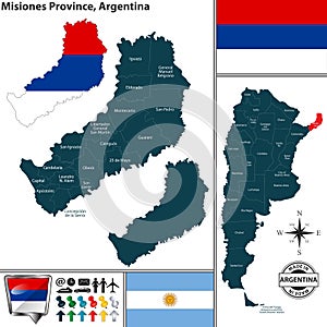 Map of Misiones Province, Argentina
