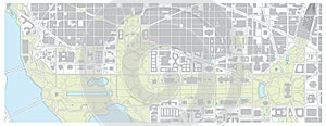 Vector map of the National Mall in Washington DC, United States