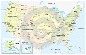 Vector map of national parks, United States photo