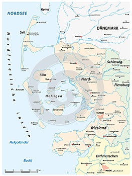 Vector map of Nordfriesland district, Schleswig-Holstein, Germany photo