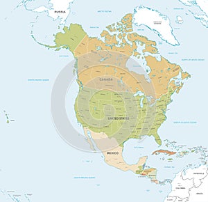 Vector map of North and Central America
