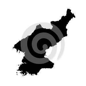 Vector map North Korea. Isolated vector Illustration. Black on White background.