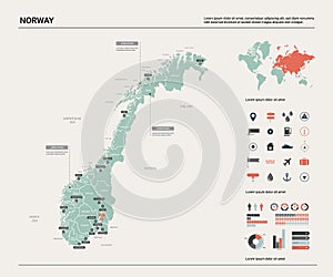 Vector map of Norway.