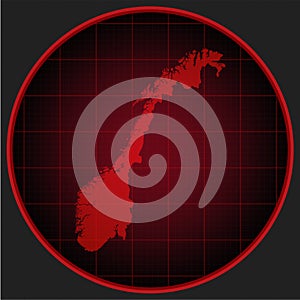 Vector map Norway on the radar screen