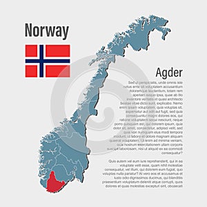 Vector map Norway, region Agder photo