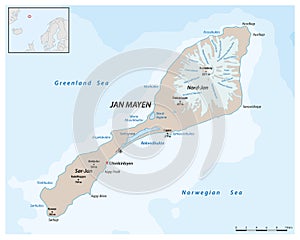 Vector map of the Norwegian island of Jan Mayen