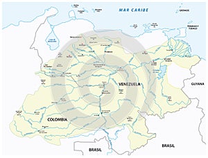 Vector map of the Orinoco River drainage basin photo