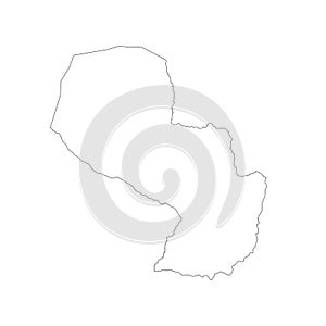 Vector map Paraguay. Isolated vector Illustration. Black on White background.