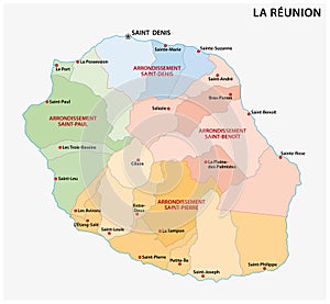 Vector map of the parishes of the Reunion department, France photo