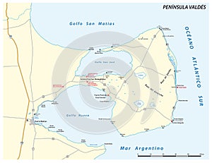 Vector map of Peninsula Valdes, Chubut, Argentina