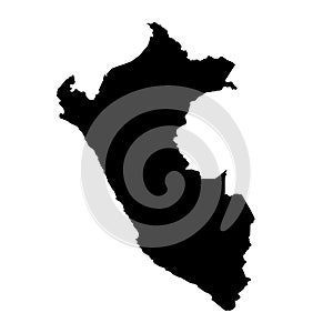 Vector map Peru. Isolated vector Illustration. Black on White background.