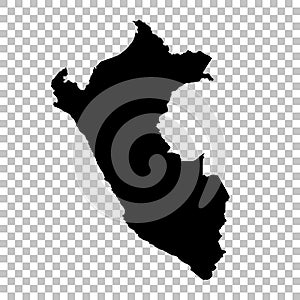 Vector map Peru. Isolated vector Illustration. Black on White background.