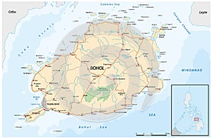 Vector map of the Philippine island of Bohol, Visayan Islands