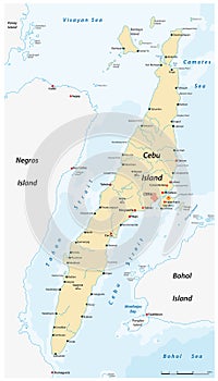 Vector map of the philippine island of Cebu