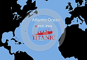 Vector map of the place where the wreckage of the Titanic rests