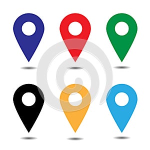 Vector of map pointer icon set. GPS location symbol. Flat design