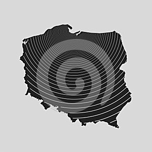 Vector map Poland, country template wave effect
