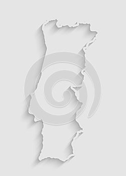 Vector map Portugal, abstract inner shadow