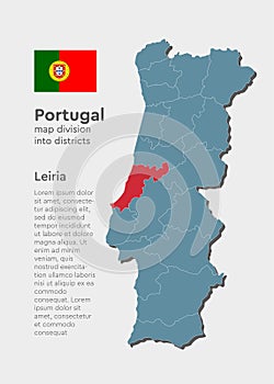 Vector map Portugal and district Leiria