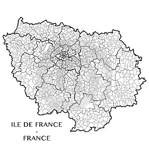 Vector map of the region Ile-de-France, France