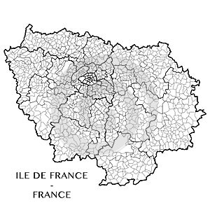 Vector map of the region Ile-de-France, France photo