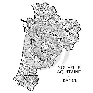 Vector map of the region Nouvelle-Aquitaine, France