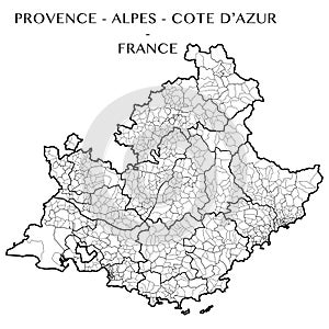 Vector map of the region Provence-Alpes-Cotes-d`Azur, France
