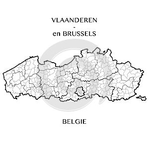 Vector map of the Regions of Flanders and Brussels capital, Belgium