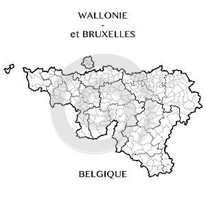 Vector map of the Regions of Wallonia and Brussels capital, Belgium photo
