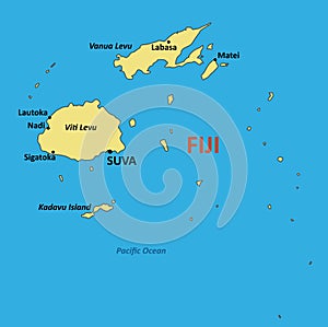 Vector map of Republic of Fiji - island country in Melanesia