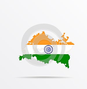 Vector map Republic of Tatarstan combined with Republic of India flag