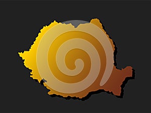 Vector map Romania gold material, Europe country