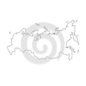 Vector map Russia. Isolated vector Illustration. Black on White background.