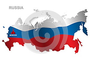 Vector map of Russian Federation. Russia flag.