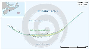 Vector map of the Sable Island in the Atlantic Ocean, Nova Scotia, Canada