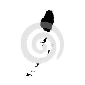 Vector map Saint Vincent and the Grenadines. Isolated vector Illustration. Black on White background.