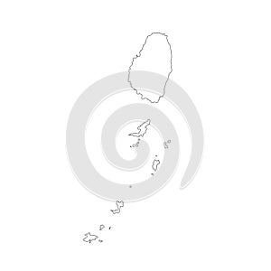 Vector map Saint Vincent and the Grenadines. Isolated vector Illustration. Black on White background.