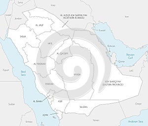 Vector map of Saudi Arabia with provinces and administrative divisions, and neighbouring countries