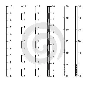 Vector map scales graphics for measuring distances . set of metric rulers in flat style. Measuring scales. Mackup for