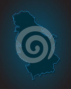 Vector map Serbia on the radar screen