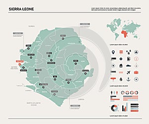 Vector map of Sierra Leone;.