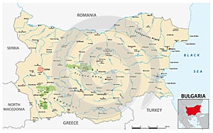 Vector map of the Southeast European country of Bulgaria