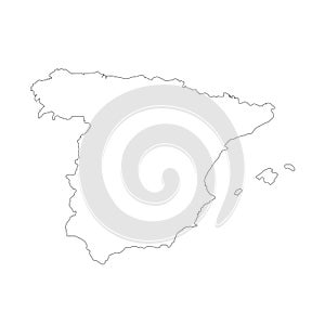 Vector map Spain. Isolated vector Illustration. Black on White background.