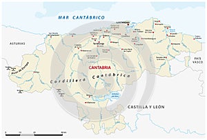 Vector map of the Spanish autonomous communities of Cantabria